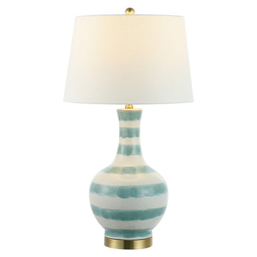 Tucker 30.5" Striped Ceramic/Metal LED Table Lamp - JONATHAN Y
